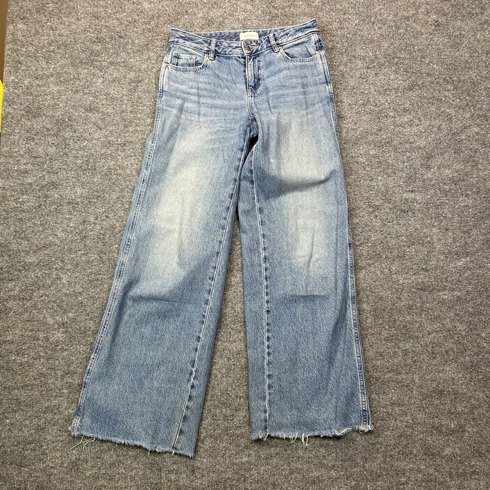 PacSun Casey Low Rise Baggy Jeans Women's Blue Denim Frayed Hem Classic Y2K - 24
